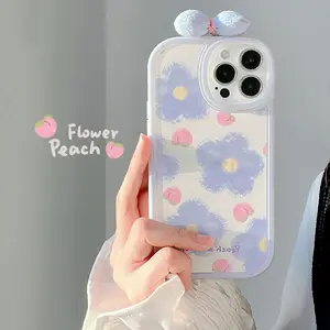 Funda de teléfono móvil con lazo azul de flor encantadora bonita de varios estilos para iPhone 15 Pro Max, funda de teléfono para niñas