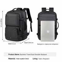 Mochila de Negocios Oxford Impermeable para Hombre con Logotipo Personalizado al por Mayor, Mochila Expandible con Puerto USB, Mochila de Viaje, Mochila para Portátil