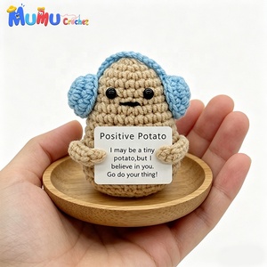 Audífonos de ganchillo hechos a mano personalizados al por mayor, con diseño de patata azul, de <span class=keywords><strong>boca</strong></span> plana, juguete de apoyo emocional, suministro a granel para regalos. - Product Image 4