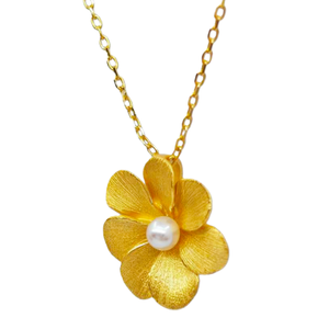 UM Jewelry 925 Silver Gold Plated Flower Shape Minimalist Engagement Wedding Jewelry Pendant <b>Necklace</b> Wholesale Freshwater Pearl - Product Image 3