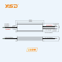 Alimentation LED étanche 5 ans, dimmable, DC 12V/24V 30W-300W, tension constante, sortie unique