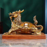 Statue de tortue à tête de dragon en cuivre chinois traditionnel, artisanat complexe, cadeau d'affaires, ornement pour la décoration de la maison et du bureau