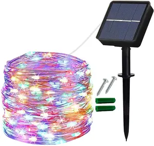 100 LED Multi-Color Color Changing Outdoor Waterproof Solar Copper Wire Fairy String Light for Yard Patio Garden Party Wedding