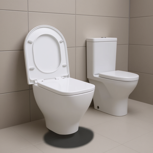 Siège de toilette rond blanc à fermeture douce avec système de dégagement rapide pour salle de bain, style minimaliste, en plastique - Product Image 2