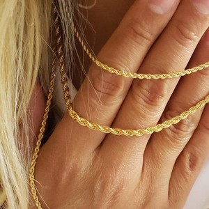 Joyería fina de plata 925, collar de cadena de cuerda torcida chapado en oro PVD de 18 quilates, collar de plata de ley 925 para hombres y mujeres, accesorios de joyería - Product Image 5