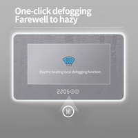 Pabrik langsung Modern pencahayaan tidak teratur LED kamar mandi Makeup dinding kamar mandi cermin dengan jam cahaya Defogger untuk Hotel