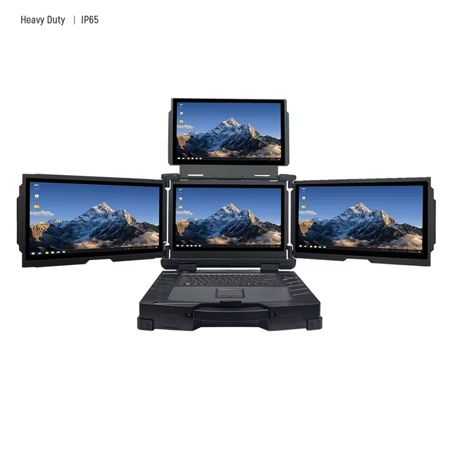 15.6 Inch 4 Screens Rugged Laptop Aluminum Alloy Mobile Workstation Rugged Notebook for Field Operations Control Centers