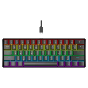 2026 Portable 61-Key Mini LED Backlit Wired and Wireless Gaming Keyboard Mechanical with Red <b>Switches</b> - Product Image 4