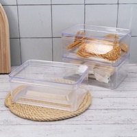 Boîte de présentation rectangulaire en plastique rigide PS de qualité alimentaire 143x102x60mm 580ml pour biscuits, pâtisseries, cadeaux JNH 031 Transparente