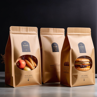 Sacs d'emballage alimentaire refermables en papier kraft personnalisés avec fenêtre transparente