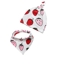 Gorros de Algodón Estampados para Bebé al por Mayor con Baberos a Juego, Accesorios para Recién Nacidos, Productos para Bebés, Conjunto de Baberos y Gorros para Bebés