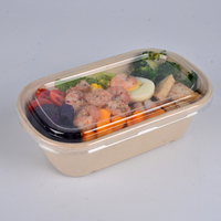 SenAng03 en stock, boîte à clapet en bagasse de canne à sucre, plateau alimentaire à emporter, 2 compartiments, avec couvercle