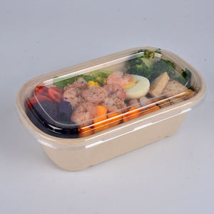 SenAng03-bandeja para guardar comida, contenedor de concha de azúcar, plato para comida, pulpa de caña de azúcar, 2 compartimentos, fiambrera con tapa - Product Image 2