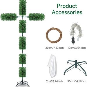Décoration d'intérieur en forme de croix de sapin de Noël en PVC avec ornements de Pâques et de fêtes, arbre artificiel en PVC - Product Image 4