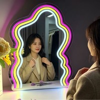 Miroir LED néon transfrontalier pour décoration intérieure, éclairage d'ambiance, miroir de maquillage, protection IP42, alimentation USB, suspendable