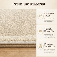 Tapis confortable style bouclé, grand tapis uni beige crème pour salon, tapis moderne doux et moelleux pour la décoration de la maison
