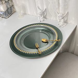 Assiette à fruits irrégulière de luxe <span class=keywords><strong>vert</strong></span> brillant rétro haut de gamme pour banquet de mariage, tendance 2022 - Product Image 4
