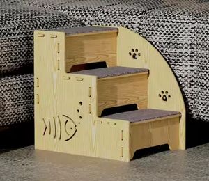 LuxuryPet, sofá moderno de madera maciza con diseño de rayas, <span class=keywords><strong>escalera</strong></span>, cama, accesorios <span class=keywords><strong>para</strong></span> mascotas al aire libre <span class=keywords><strong>para</strong></span> <span class=keywords><strong>perros</strong></span> de peluche, gatos ancianos, reptiles - Product Image 5