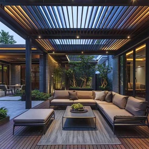 Pérgola de aluminio moderna a prueba de lluvia, Gazebo ajustable eléctrico, persiana motorizada, toldos de patio bioclimáticos para exteriores, estilo pabellón - Product Image 2