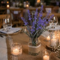 Bunga Lavender Buatan Realistis dengan Sentuhan Alami, Buket Lavender Sutra untuk Dekorasi Rumah, Pernikahan, dan Meja Gaya Nordik