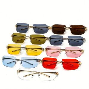 New Arrivals Retro Men Leopard Leg <b>Rimless</b> <b>Sunglasses</b> UV400 Women Metal <b>Sunglasses</b> 2021 - Product Image 2