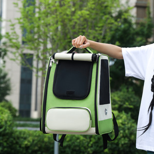 Breathable Large Capacity Pet <b>Backpack</b> For Cat Dog Outdoor Travel Blue Color With Parrot Design - Product Image 4