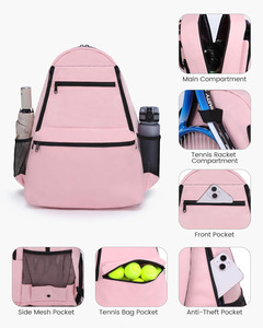 Muestra gratuita: Bolsa de tenis para 3 raquetas, acolchada para proteger las raquetas y ligera, para jugadores de tenis profesionales o principiantes, diseño unisex. - Product Image 5