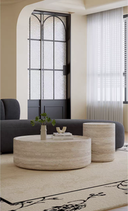 Mesa de Centro Redonda de Diseño Moderno Minimalista Italiano <span class=keywords><strong>para</strong></span> Apartamentos Pequeños, Mueble de Sala de Estar Fácil de Limpiar - Product Image 4
