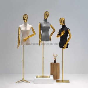 Torso manichini display oro sliver bracci giunzione metà corpo manichino femmina per t-shirt display negozio di abbigliamento donna di alta qualità - Product Image 1