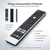 Control Remoto por Voz RF 433 de 45 Teclas, Fabricación OEM ODM, Control Remoto Inalámbrico Universal por Voz para Televisores LCD Inteligentes