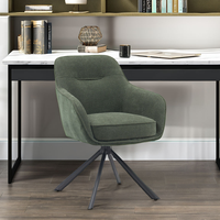 Chaise de salle à manger pivotante nordique moderne conçue sur mesure en tissu blanc avec pied en métal noir pour cuisine chambre hôtels maison café