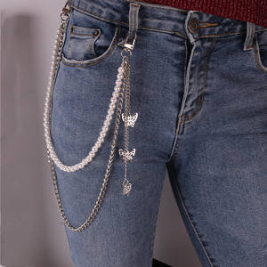 Cadena de Cintura con Perlas y Mariposas Estilo Harajuku, Plateada, Unisex, para Uso Diario - Product Image 4