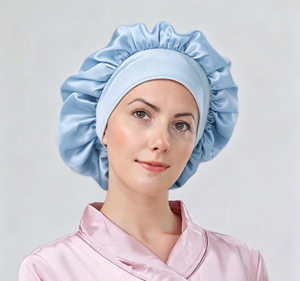 Bonnet de nuit en soie de mûrier naturelle et <span class=keywords><strong>satin</strong></span>, personnalisé, avec bande à nouer, pour le soin des cheveux, livré avec boîte personnalisée - Product Image 1