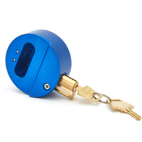 Candado de Seguridad de Alta Calidad, 73MM, Azul, de Aluminio, Diseño Tipo Disco de Hockey, con Llave, para Camiones, Contenedores y Furgonetas, Valor PS70, Cadena de Seguridad
