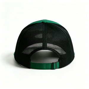 Casquette Trucker Unisexe à 5 Panneaux avec Dos en Maille Bicolore, Panneau Avant Vert Uni, en Toile de Polyester Respirante, pour Sports de Plein Air - Product Image 4