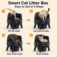 Bac à litière pour chat à nettoyage automatique, grande capacité, moteur silencieux à faible bruit avec tiroir à déchets, contrôle des odeurs pour chats
