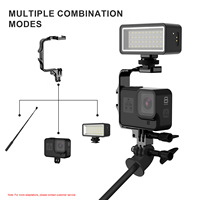 Support en L double griffe froide, cage d'extension en aluminium pour caméra d'action GoPro Insta360 DJI, support pour micro et lumière d'appoint pour Vlog