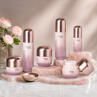Ensemble de flacons et pots cosmétiques en verre bleu dégradé avec logo personnalisé, 50g 100g 30ml 100ml 120ml, emballage de soins de la peau avec bouchon en plastique de luxe