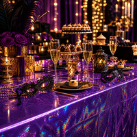 Nappe en PEVA imperméable, rectangulaire, jetable, en plastique, couleur holographique violette, pour mariage, dîner, fête, extérieur
