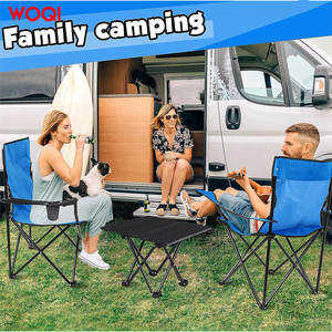 เก้าอี้ชายหาดพับได้พกพา Woqi สีฟ้า น้ำหนักเบา สำหรับกิจกรรมกลางแจ้ง พร้อมที่วางแก้ว เหมาะสำหรับการเดินทาง ตกปลา และเล่นกีฬา - Product Image 5