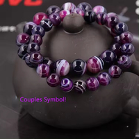 Bracelet en perles d'agate naturelle de haute qualité, rayé, tendance, accessoire ODM pour cadeau, vente chaude, directement de l'usine
