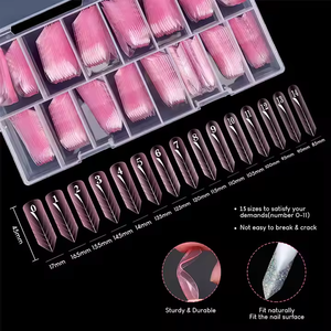 Capsules d'ongles transparentes double forme 288 pièces, couvrance totale, 12 styles, rose français, colorées, pour extension rapide en salon de manucure - Product Image 3