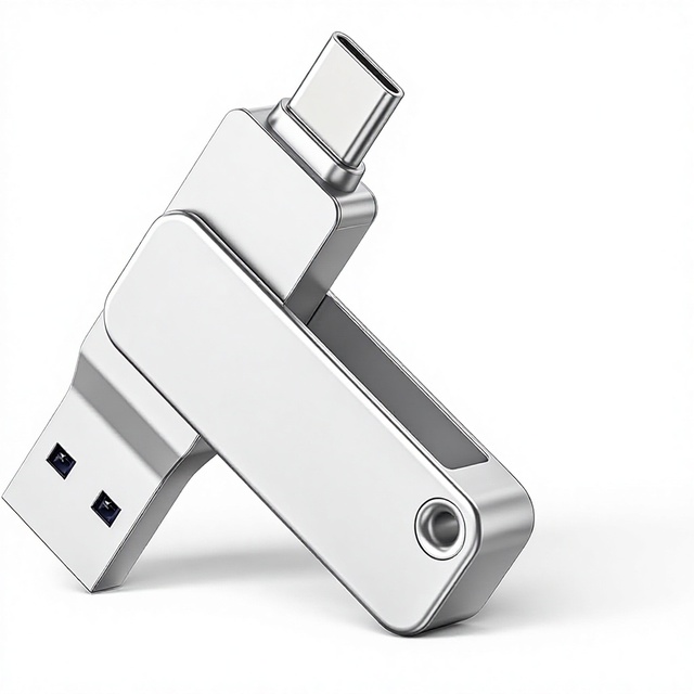 New USB Flash Drive Type-C 256GB Rotatable USB 3.2 High Speed Max Read 150MB/s Metal Lightweight Durable Backup Storage