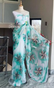 Xu Hướng Xu Hướng Thêu Saree Mềm Georgette Lụa <span class=keywords><strong>Sari</strong></span> Cho Phụ Nữ Ấn Độ Phong Cách Dân Tộc Banarasi Ưa Thích Mô Hình Thêu - Product Image 4
