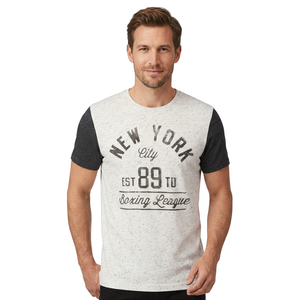 T-shirt à col rond et manches courtes pour homme For City Boxing League, coupe classique, avec bordure contrastante, en coton imprimé sérigraphié écologique - Product Image 1