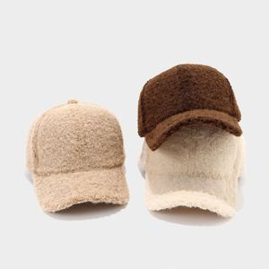 Ins Autumn Winter Girls Baseball Cap Embroidery Casual Thickened Furry Warm Simple Solid Color Plush Baseball <b>Hat</b> - Product Image 2