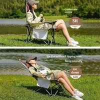 Chaise de camping pliable et réglable de style glamping, très populaire, avec repose-pieds et coussin en tissu Oxford pour l'extérieur