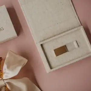 Album photo personnalisé de luxe pour mariage, boîte d'emballage cadeau USB en lin pour album photo
