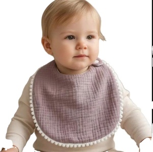 Bavoirs pour bébé avec motifs imprimés en mousseline/coton doux, design mignon, antibactériens et respirants - Product Image 1