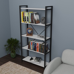 Modern 5-Layer Metal Bookshelf Space-Saving Wire Rack Furniture for <b>Bedroom</b> Home Office Kitchen Living Room Dining Hotel Use - Product Image 2